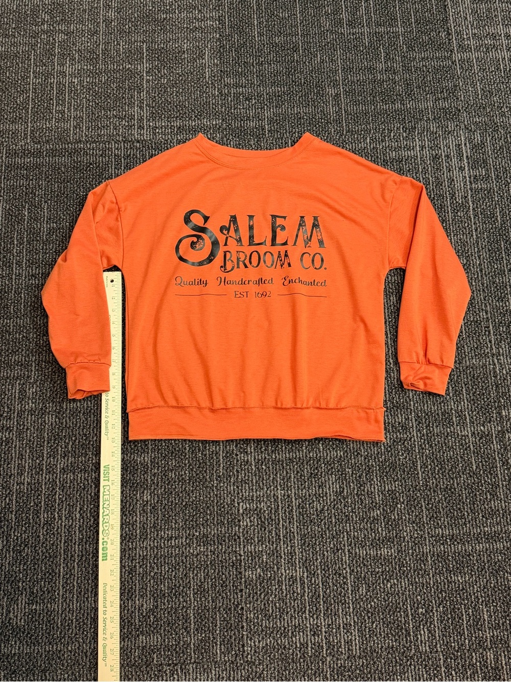 Salem Broom Co Halloween Shirt Orange Witch Graphic Crewneck Long Sleeve Smal